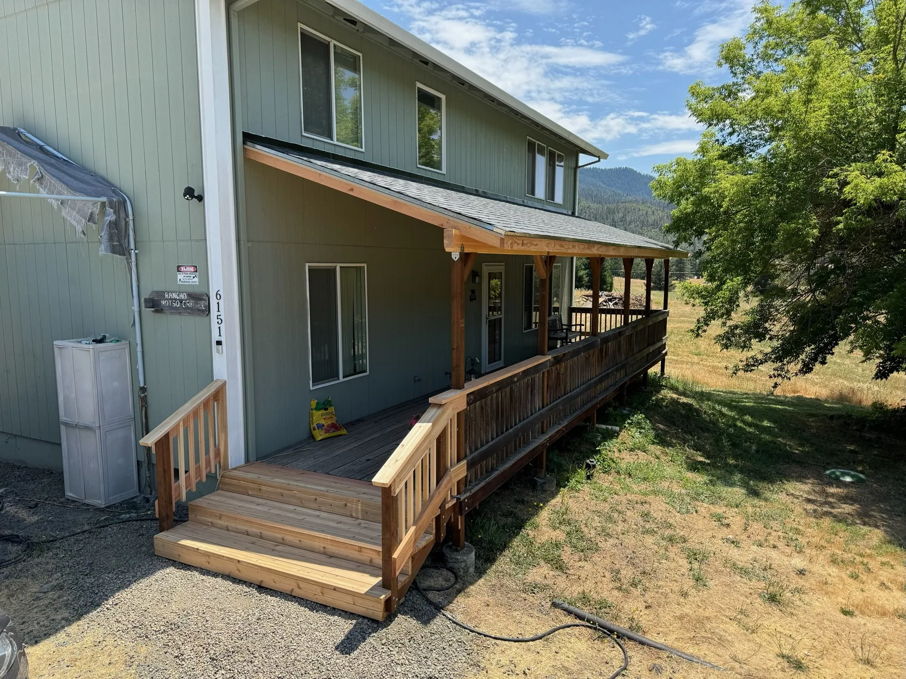 Covered patio attached to a Southern Oregon home