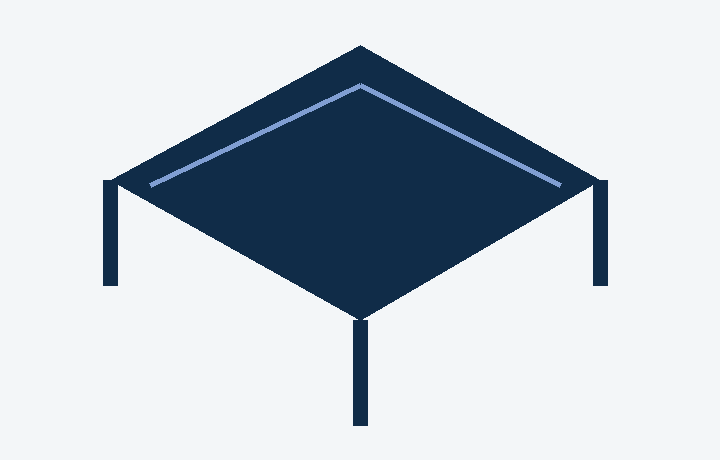 Concept illustration of an outdoor structure with a continuous solid roof.